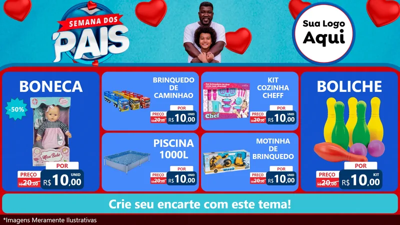 Modelo de TV para TV Horizontal com o tema Semana Dos Pais para Brinquedos