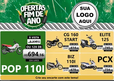 Modelo de Encarte para Encarte A4 Horizontal com o tema Ofertas Fim de Ano para Concessionaria de Motos