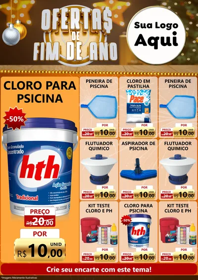 Modelo de Encarte para Encarte A4 Vertical com o tema Ofertas de Fim de Ano para Produtos para Piscina
