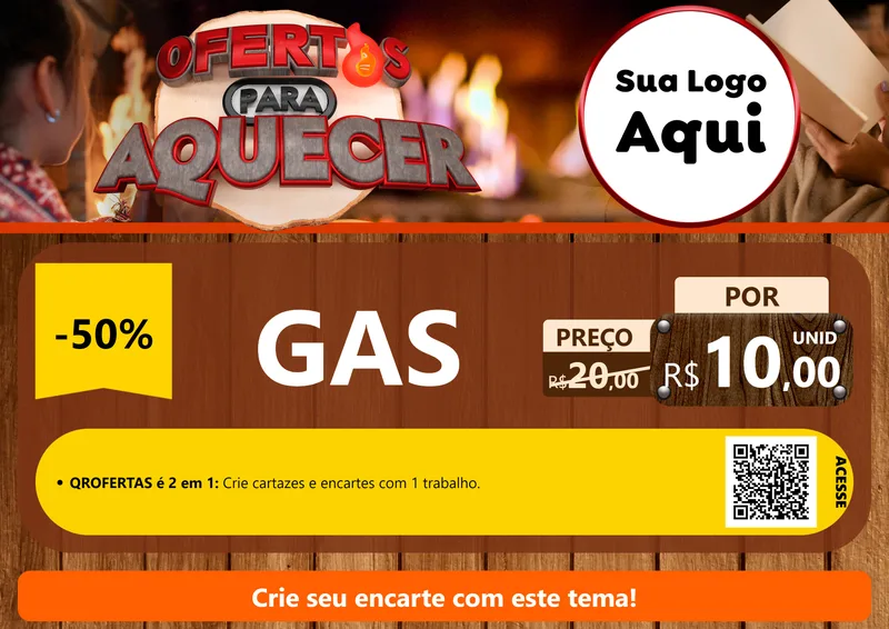 Modelo de Cartaz para Cartaz A4 Horizontal com o tema Ofertas Para Aquecer para Água e gás