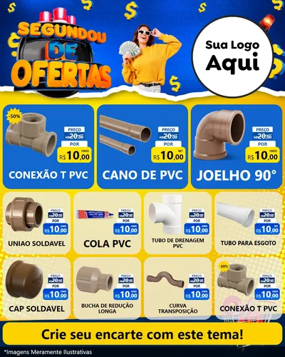 Modelo de Rede Social para Feed Instagram com o tema Segundou de Ofertas para Tubos e conexões