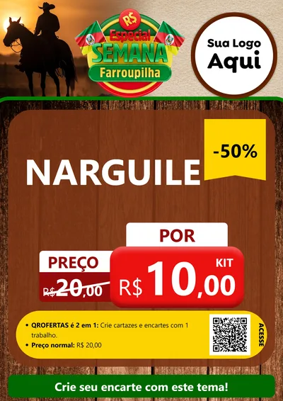 Modelo de Cartaz para Cartaz A4 Vertical com o tema Especial Semana Farroupilha para Tabacaria