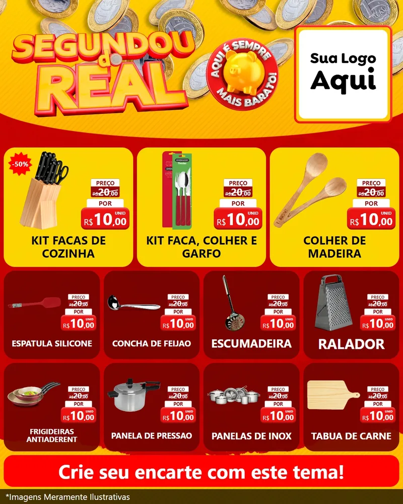 Modelo de Rede Social para Feed Instagram com o tema Segundou do Real para Utilidades Domésticas