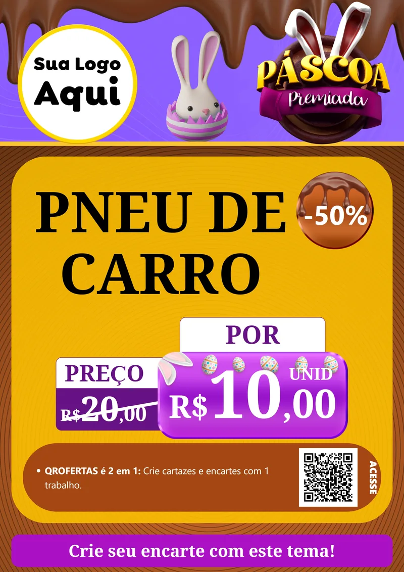 Modelo de Cartaz para Cartaz A4 Vertical com o tema Páscoa Premiada para Auto peças