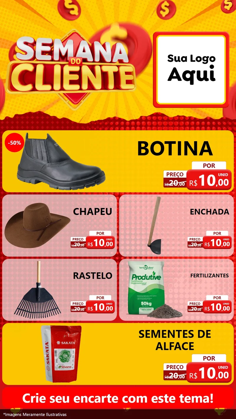 Modelo de TV para TV Vertical com o tema Semana do Cliente para Agropecuária