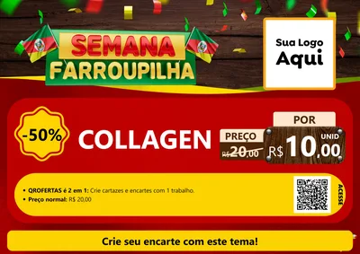 Modelo de Cartaz para Cartaz A4 Horizontal com o tema Semana Farroupilha para Suplementos alimentares