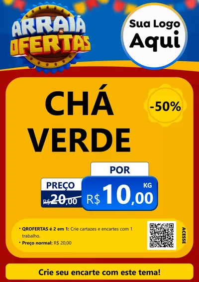 Modelo de Cartaz para Cartaz A4 Vertical com o tema Arraiá de Ofertas - Junina para Produtos Naturais