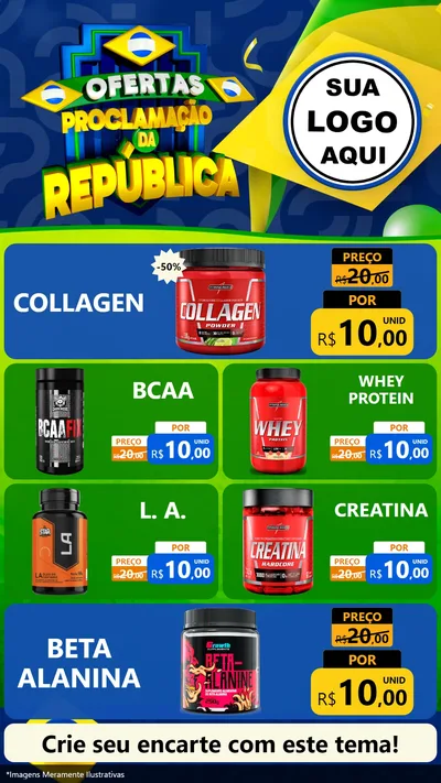 Modelo de TV para TV Vertical com o tema Ofertas Proclamação da República para Suplementos alimentares