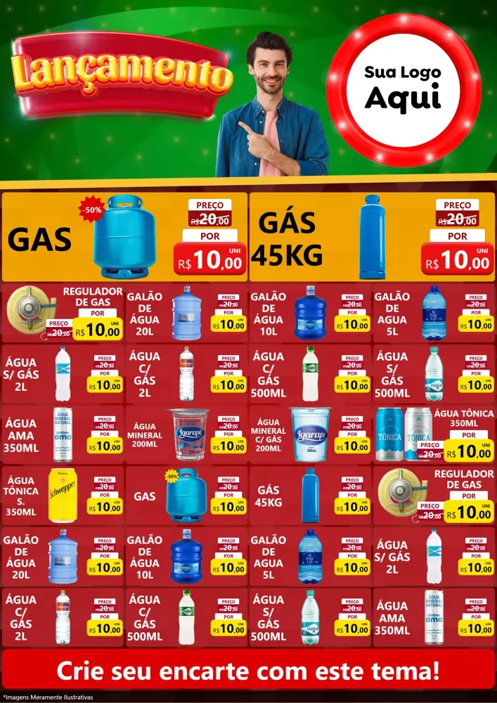 Modelo de Encarte para Encarte A4 Vertical com o tema Lançamento para Água e gás