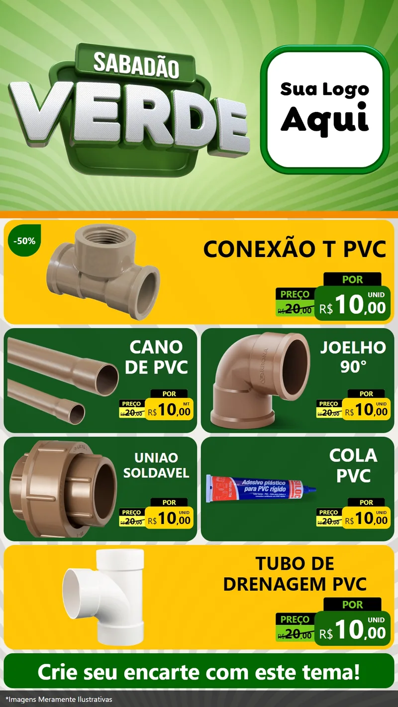 Modelo de TV para TV Vertical com o tema Sabadão Verde para Tubos e conexões