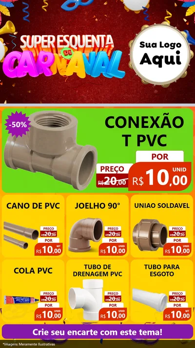 Modelo de Rede Social para Stories com o tema Super Esquenta de Carnaval para Tubos e conexões