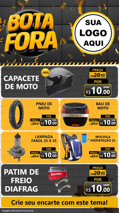 Modelo de TV para TV Vertical com o tema Bota Fora para Moto peças