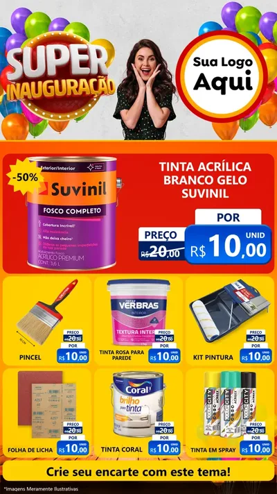 Modelo de Rede Social para Stories com o tema Super Inauguração para Tintas e Ferramentas