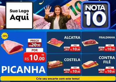 Modelo de Encarte para Encarte A4 Horizontal com o tema Nota 10 para Açougue