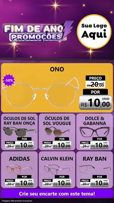 Modelo de Rede Social para Stories com o tema Fim de Ano Promoções para Óticas