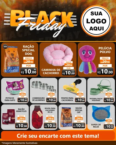 Modelo de Rede Social para Feed Instagram com o tema Black Friday para Pet Shop