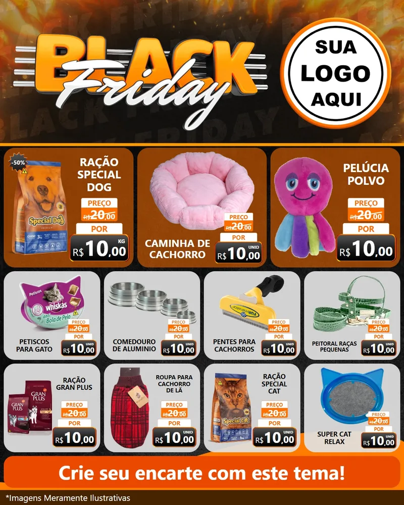 Modelo de Rede Social para Feed Instagram com o tema Black Friday para Pet Shop