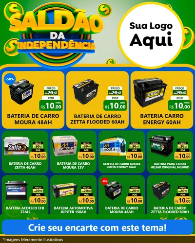 Modelo de Rede Social para Feed Instagram com o tema Saldão da Indepêndencia para Baterias Elétricas