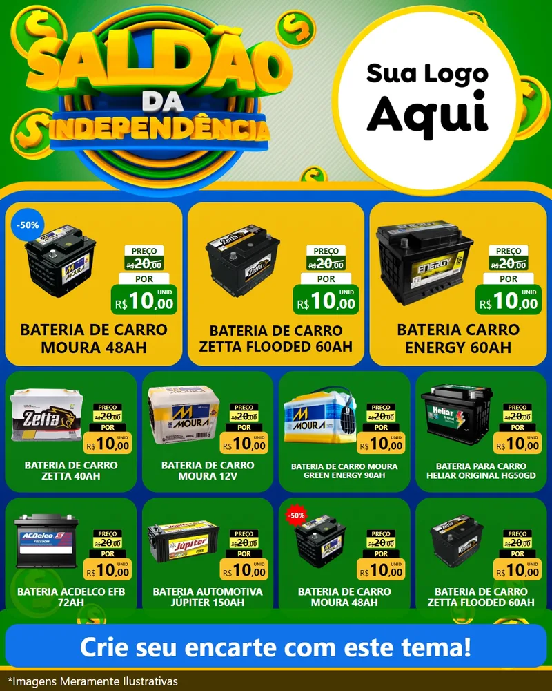 Modelo de Rede Social para Feed Instagram com o tema Saldão da Indepêndencia para Baterias Elétricas