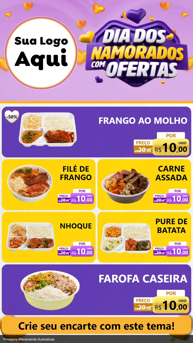 Modelo de TV para TV Vertical com o tema Dia Dos Namorados Com Ofertas para Restaurante