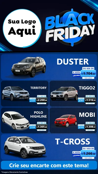 Modelo de TV para TV Vertical com o tema Black Friday para Concessionaria de Carros