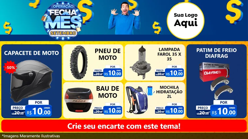 Modelo de TV para TV Horizontal com o tema Operação Fecha Mês Setembro para Moto peças
