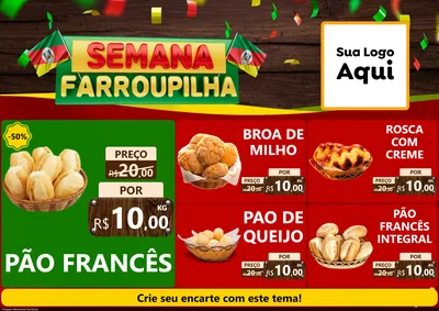 Modelo de Encarte para Encarte A4 Horizontal com o tema Semana Farroupilha para Padaria