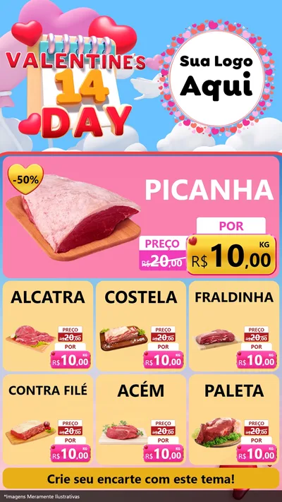 Modelo de Rede Social para Stories com o tema Valentine's Day para Açougue