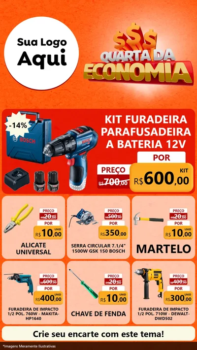 Modelo de Rede Social para Stories com o tema Quarta da Economia para Maquinas e Ferramentas
