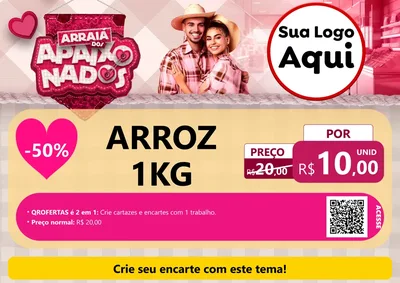 Modelo de Cartaz para Cartaz A4 Horizontal com o tema Arraiá dos Apaixonados - Junina para Supermercado