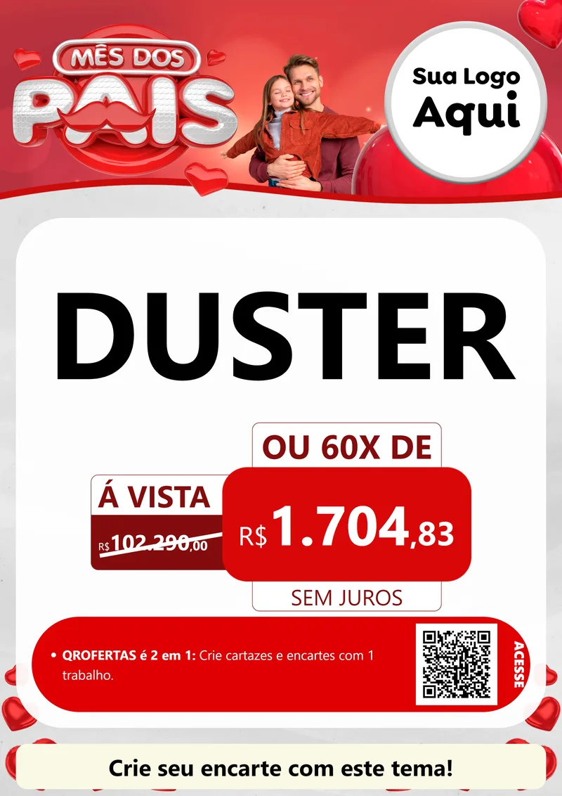 Modelo de Cartaz para Cartaz A4 Vertical com o tema Mês dos Pais para Concessionaria de Carros