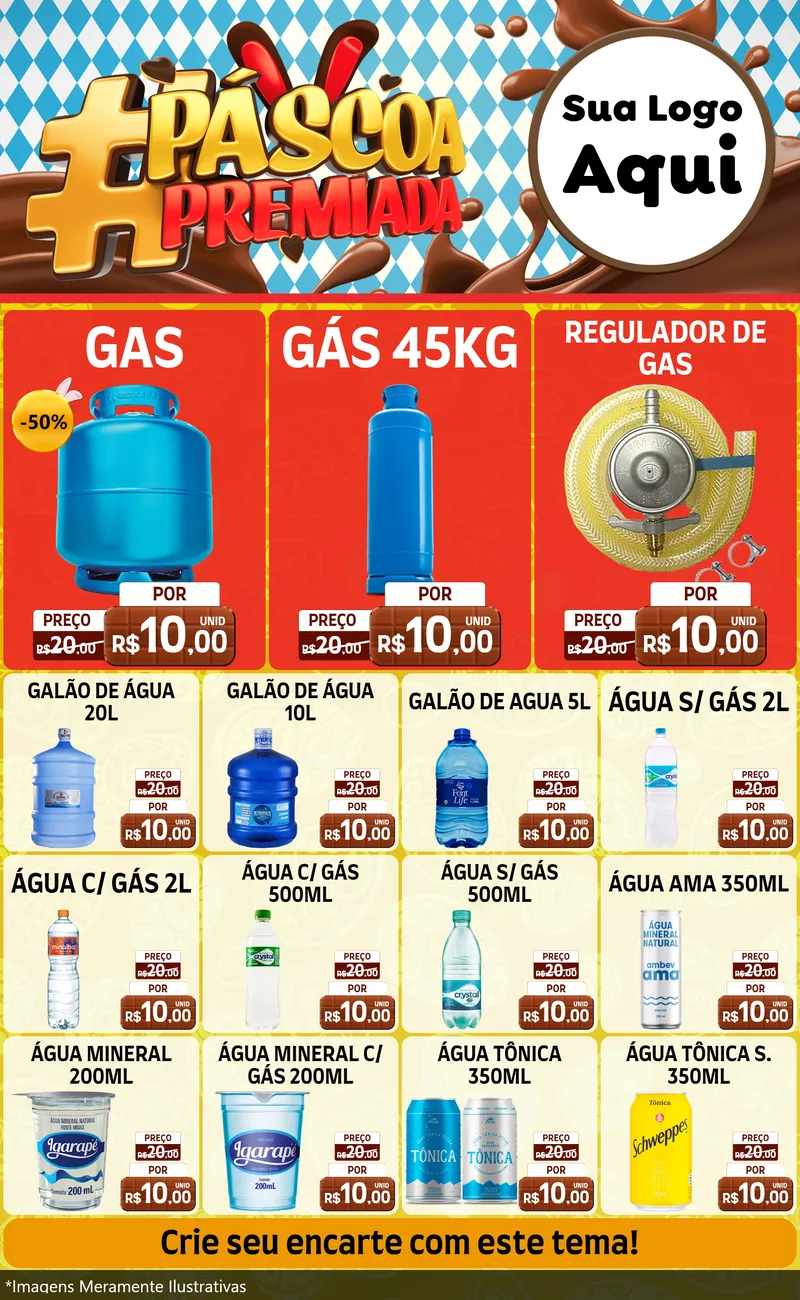 Modelo de Encarte para Encarte Grande com o tema Páscoa Premiada para Água e gás