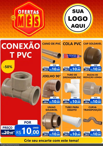 Modelo de Encarte para Encarte A4 Vertical com o tema Ofertas do Mês para Tubos e conexões