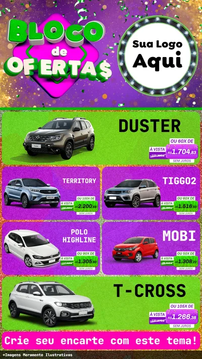Modelo de TV para TV Vertical com o tema Bloco de Ofertas para Concessionaria de Carros