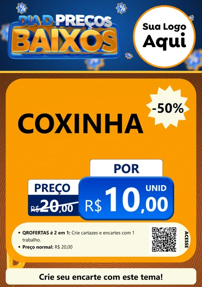 Modelo de Cartaz para Cartaz A4 Vertical com o tema Dia D Preço Baixo para Salgadaria