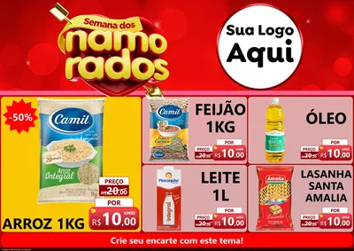 Modelo de Encarte para Encarte A4 Horizontal com o tema Semana dos namorados para Supermercado