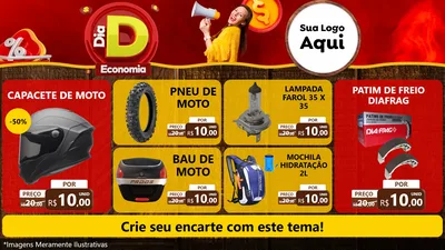 Modelo de TV para TV Horizontal com o tema Dia D Economia para Moto peças