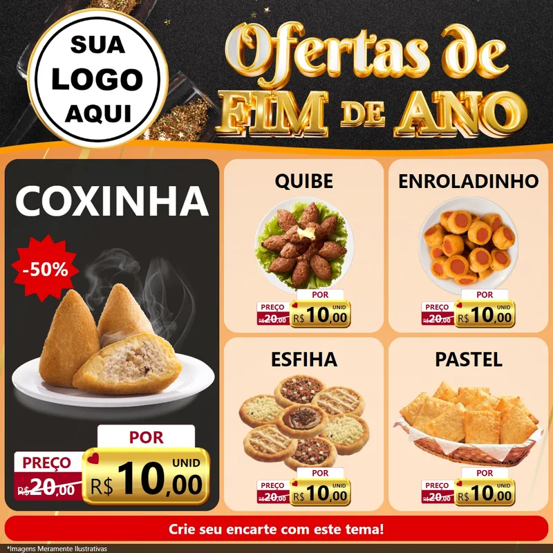 Modelo de Rede Social para Feed Facebook com o tema Ofertas de Fim de Ano para Salgadaria