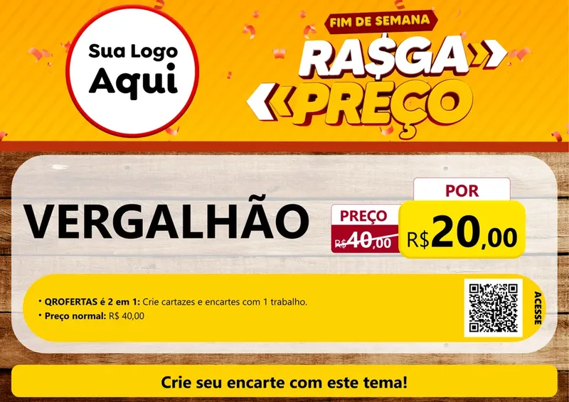 Modelo de Cartaz para Cartaz A4 Horizontal com o tema Fim de Semana Rasga Preços para Ferragens