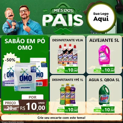 Modelo de Rede Social para Feed Facebook com o tema Mês dos Pais para Produtos de Limpeza