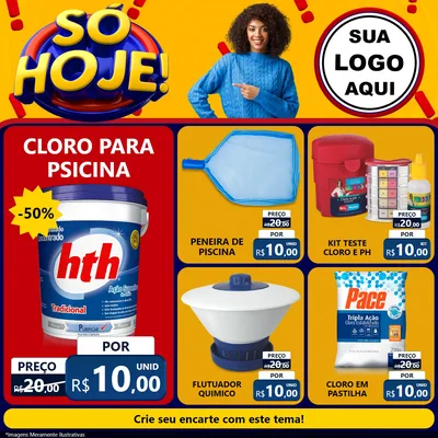 Modelo de Rede Social para Feed Facebook com o tema Só Hoje! para Produtos para Piscina