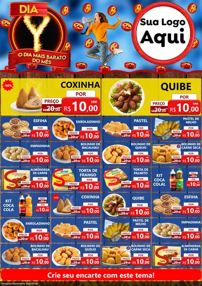 Modelo de Encarte para Encarte A4 Vertical com o tema Dia Y - O Dia Mais Barato Do Mês para Salgadaria