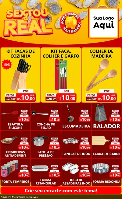 Modelo de Encarte para Encarte Grande com o tema Sextou do Real para Utilidades Domésticas