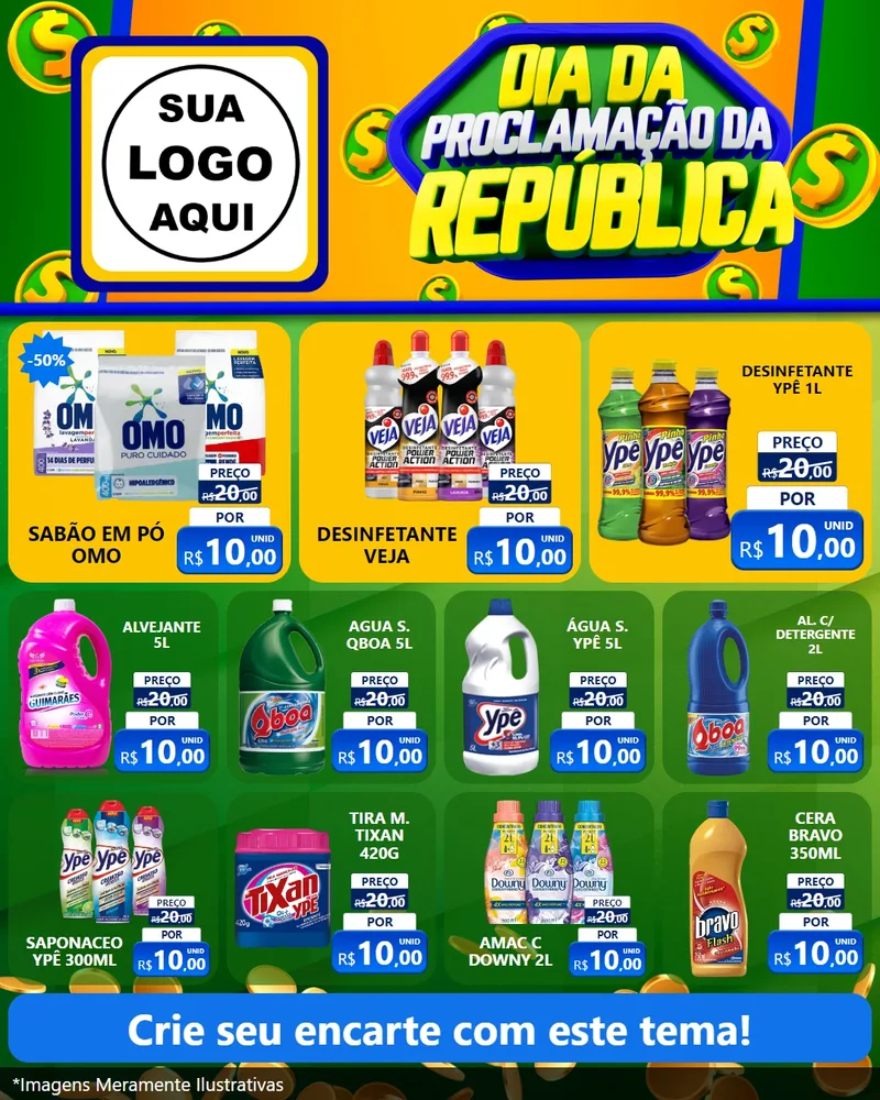 Modelo de Rede Social para Feed Instagram com o tema Dia Da Proclamação da República para Produtos de Limpeza