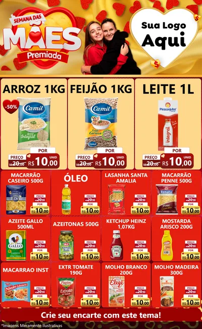 Modelo de Encarte para Encarte Grande com o tema Semana das Mães Premiada para Supermercado