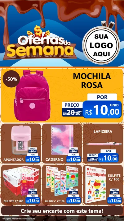 Modelo de Rede Social para Stories com o tema Ofertas da Semana - Páscoa para Papelaria
