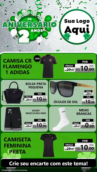 Modelo de TV para TV Vertical com o tema Promoção de Aniversário - 2 Anos para Roupas e acessórios
