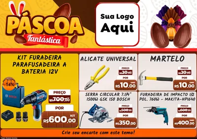 Modelo de Encarte para Encarte A4 Horizontal com o tema Páscoa Fantástica para Maquinas e Ferramentas