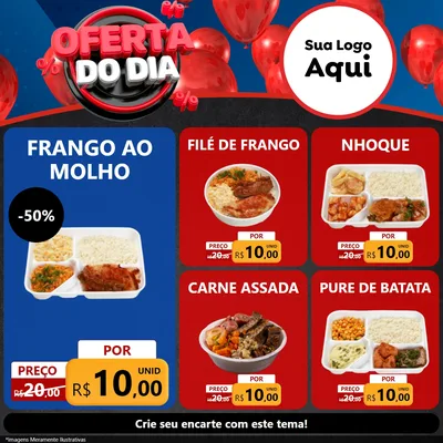 Modelo de Rede Social para Feed Facebook com o tema Oferta do Dia para Restaurante