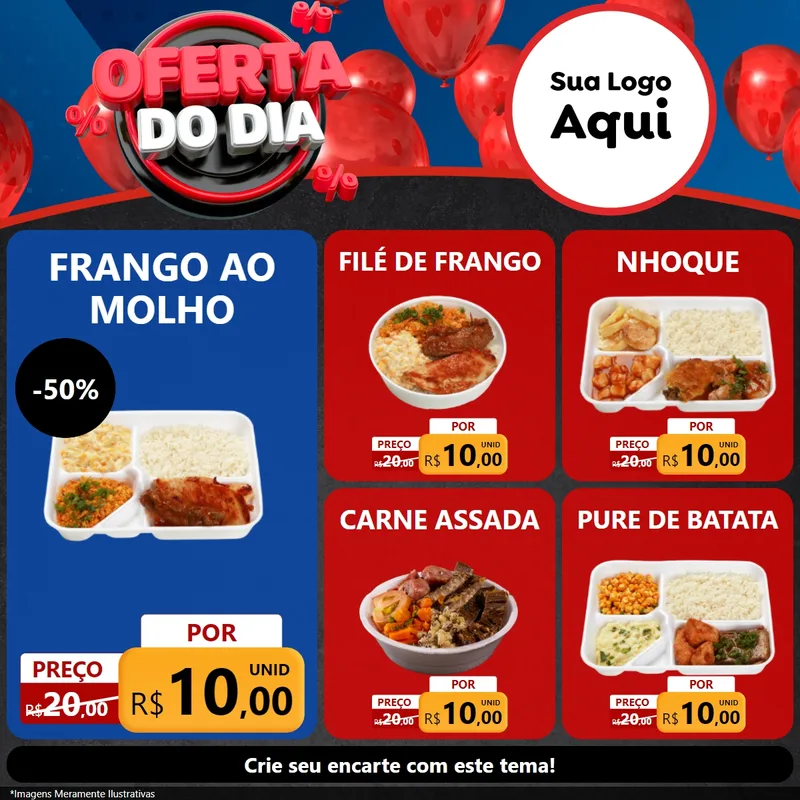 Modelo de Rede Social para Feed Facebook com o tema Oferta do Dia para Restaurante